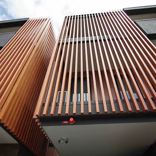 Residential Facade Enhanced with Aluminum Square Tubes