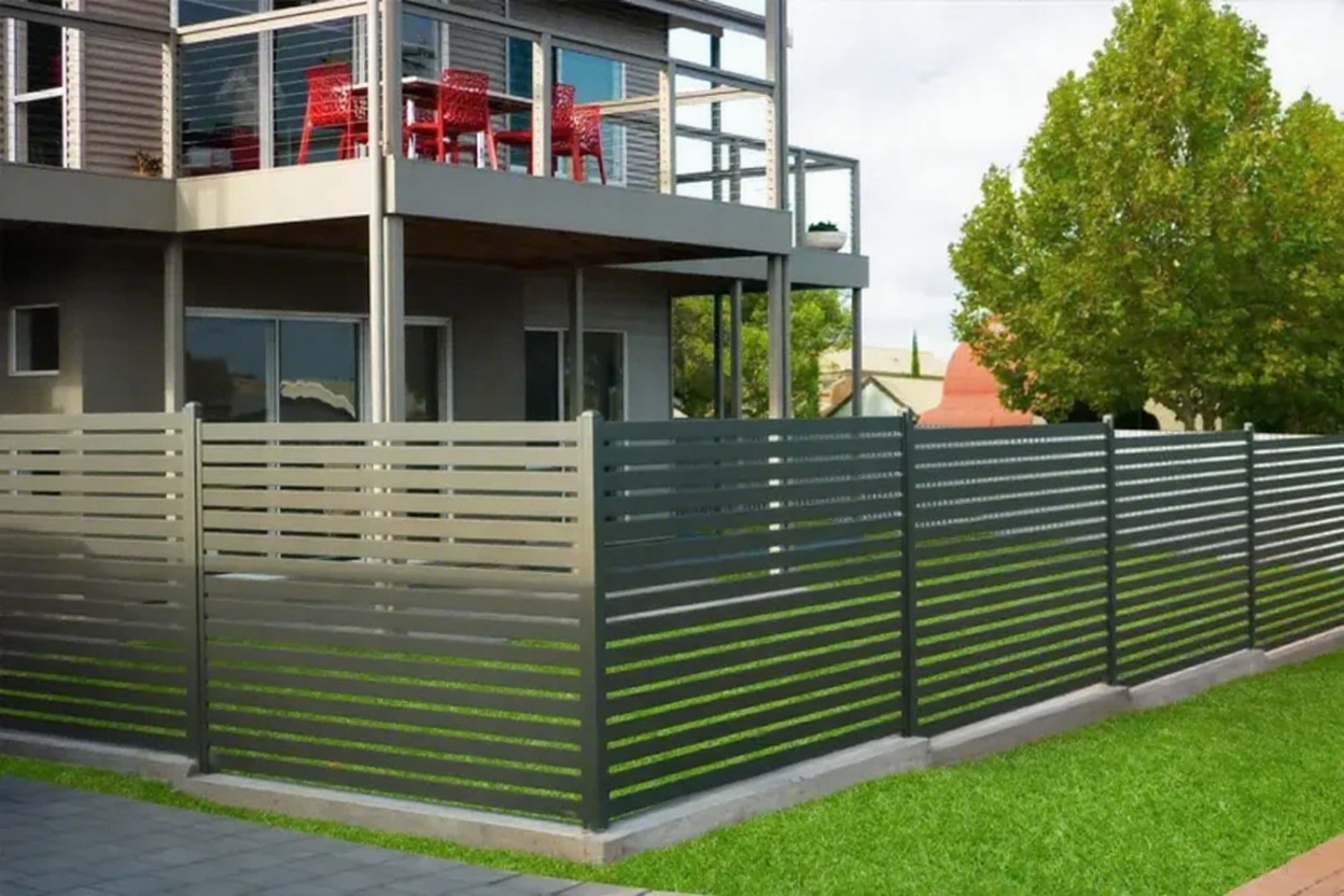 Black Horizontal Slat Fencing